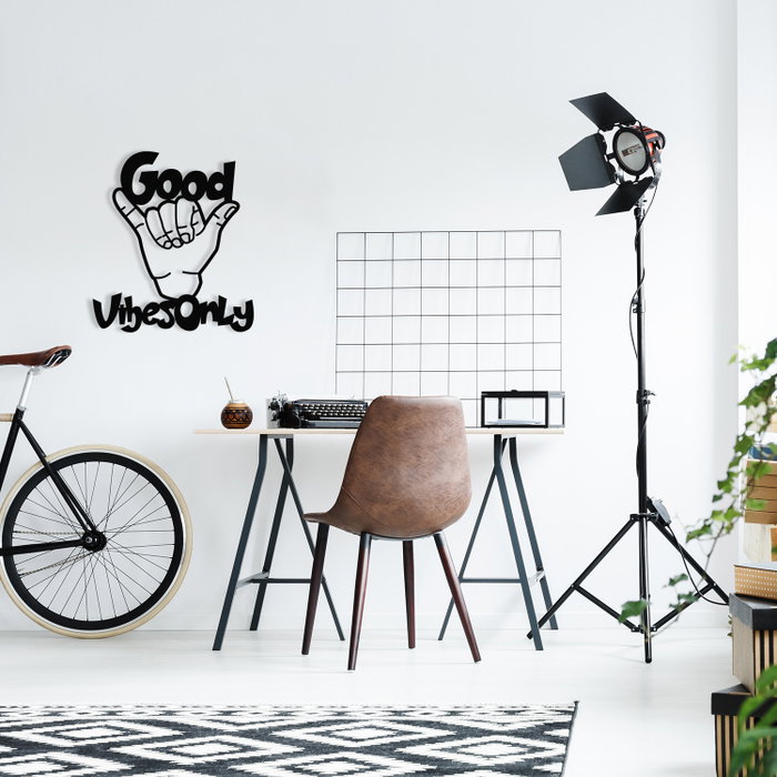 Wallity Good Vibes Only Escultura de Pared de Metal Negra